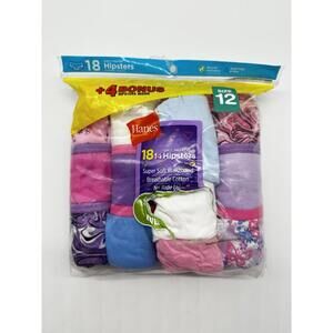 Girls 18 Pack Hipster Underwear-Size 12-Hanes-Multicolor